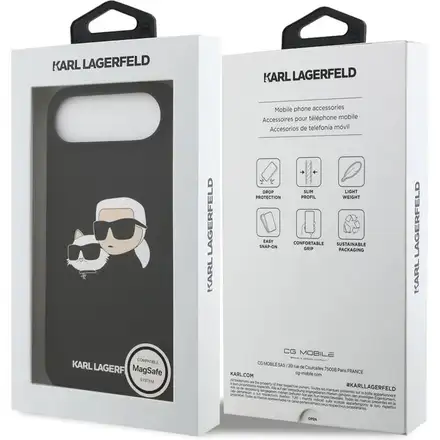 Karl Lagerfeld Liquid Silicone Double Heads MagSafe kryt iPhone Air černý
