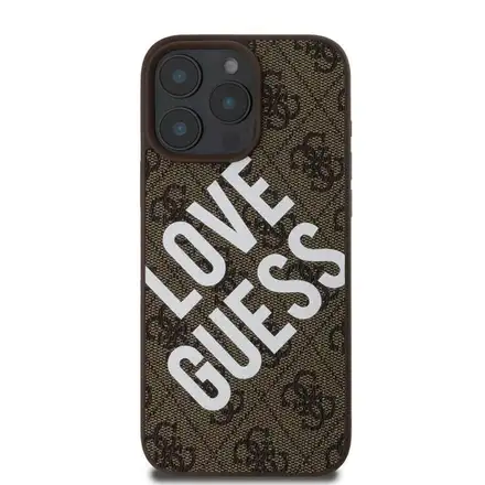 Guess PU Leather 4G Big Love Logo MagSafe kryt iPhone 16 Pro černý