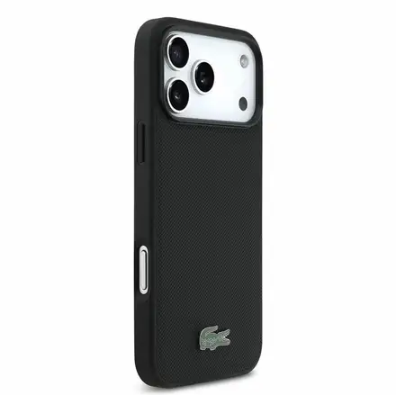 Lacoste Iconic Petit Pique Metal Logo MagSafe kryt iPhone 18 Pro Max černý