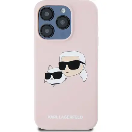 Karl Lagerfeld Liquid Silicone Double Heads MagSafe kryt iPhone 15 Pro Max růžový