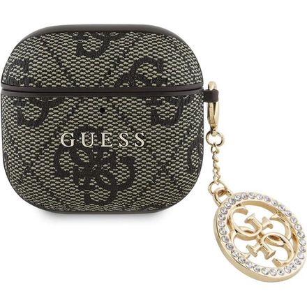Guess 4G Script PC/PU Charm Pouzdro pro AirPods 4 hnědé *Rozbaleno*