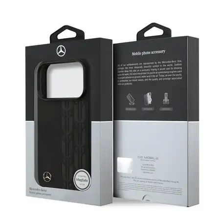 Mercedes Leather Laurel Leaves MagSafe Zadní Kryt pro iPhone 17 Pro černý