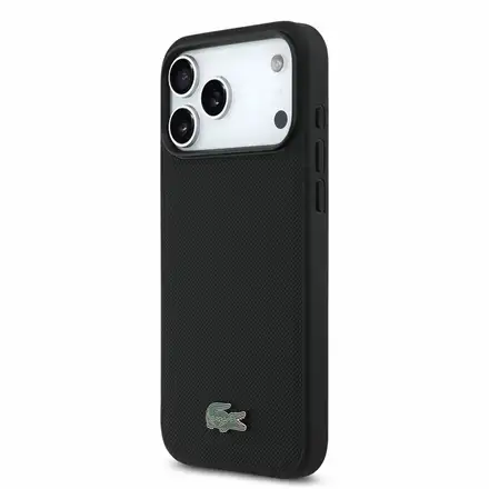 Lacoste Iconic Petit Pique Metal Logo MagSafe kryt iPhone 18 Pro Max černý