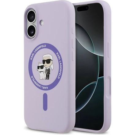 Karl Lagerfeld Liquid Silicone Karl and Choupette MagSafe kryt iPhone 17 růžový