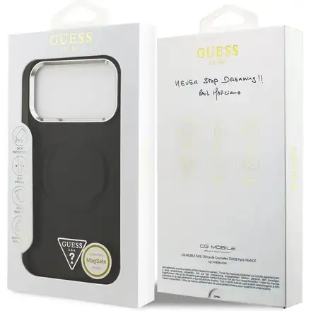 Guess PU Leather Triangle Logo MagSafe kryt iPhone 17 Pro černý