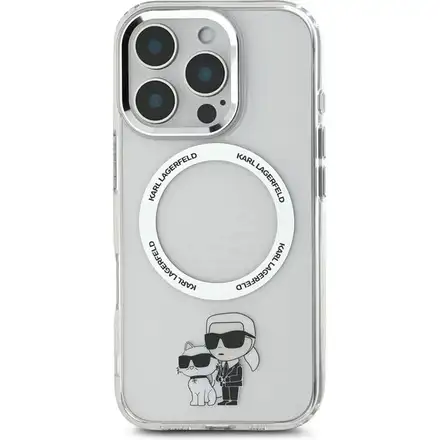 Karl Lagerfeld IML Karl and Choupette MagSafe kryt iPhone 16 Pro průhledný