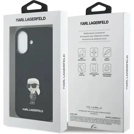 Karl Lagerfeld Liquid Silicone Metal Ikonik kryt iPhone 17 černý