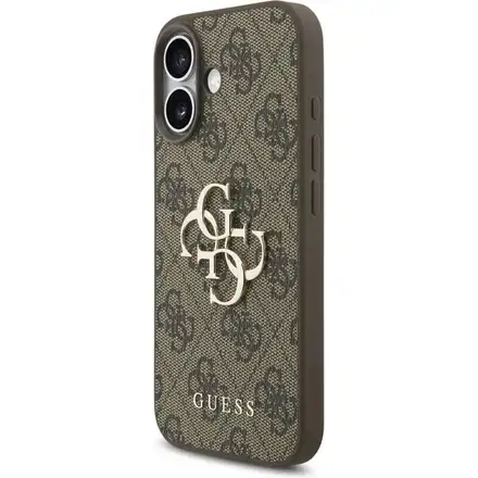 Guess PU 4G Metal Logo Strap kryt iPhone 17 hnědý
