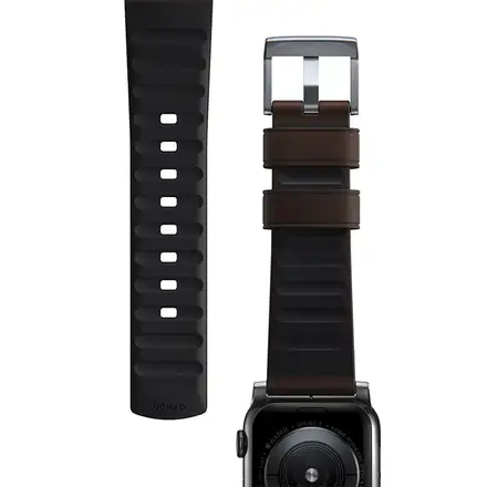 Nomad kožený řemínek pro Apple Watch 49mm/46mm/45mm/44 mm - Active Pro Brown/Silver Hardware