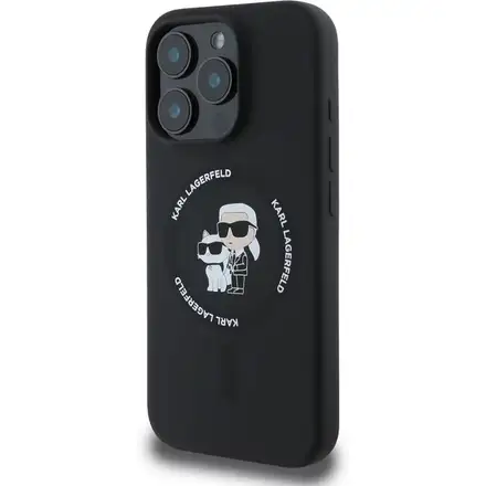 Karl Lagerfeld Liquid Silicone Karl and Choupette MagSafe kryt iPhone 16 Pro Max černý