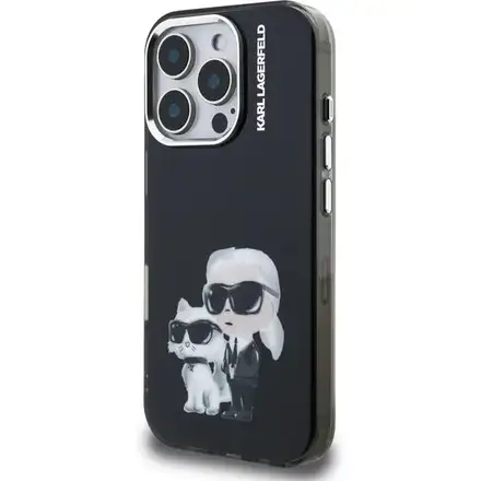Karl Lagerfeld IML Aquarelle Karl and Choupette kryt iPhone 16 Pro Max černý