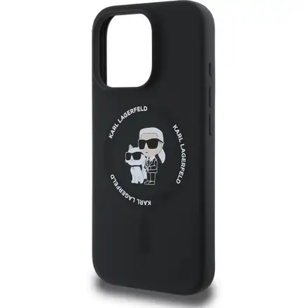 Karl Lagerfeld Liquid Silicone Karl and Choupette MagSafe kryt iPhone 16 Pro Max černý