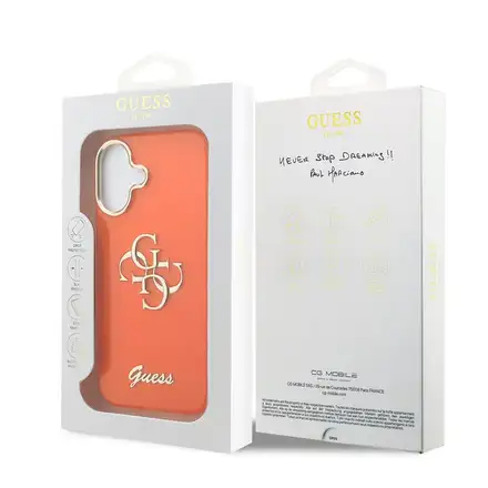 Guess IML 4G Script Metal Logo kryt iPhone 17 oranžový