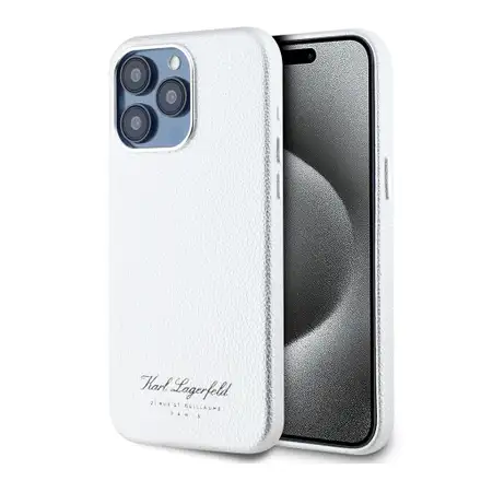 Karl Lagerfeld Wrinkled PU Signature Logo kryt iPhone 15 Pro Max růžový