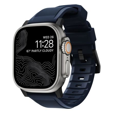 Nomad řemínek Rugged Strap pro Apple Watch 49/45/44/42 mm - Atlantic Blue/Black Hardware