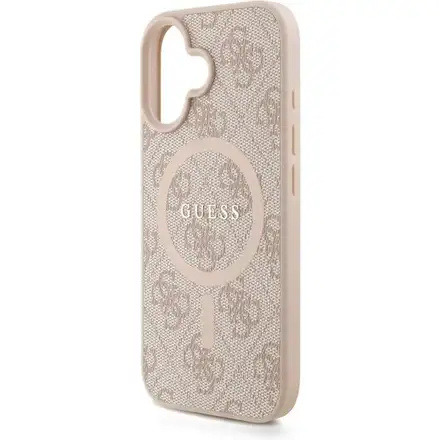 Guess PU Leather 4G Colored Ring Strap MagSafe kryt iPhone 16 růžový