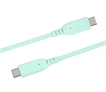 PremiumCord Silikonový kabel USB-C 60W 480Mbps tyrkysový extra měkký a robustní kabel délky 1,5m