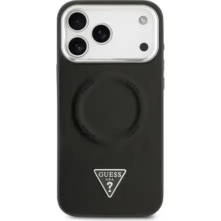 Guess PU Leather Triangle Logo MagSafe kryt iPhone 17 Pro černý