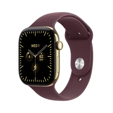 Apple Watch Series 12 GPS + Cellular 42mm Radiant Gold Titanium Case with Burgundy Sport Band - S/M