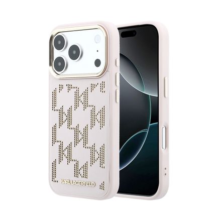Karl Lagerfeld PU Perforated Monogram MagSafe MagSafe kryt iPhone 17 Pro růžový