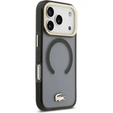 Lacoste PC/TPU Frosted Finish Gold Logo MagSafe kryt iPhone 17 Pro černý