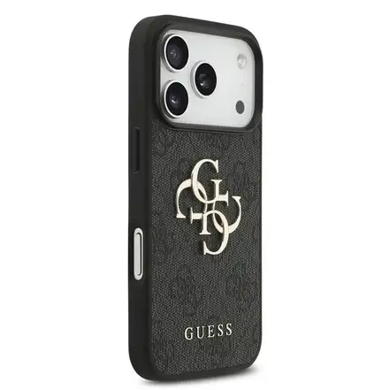 Guess PU 4G Metal Logo kryt iPhone 18 Pro šedá