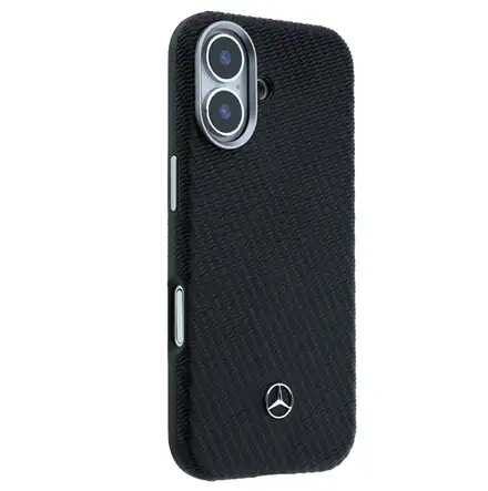 Mercedes PU Leather Wood Semi Wrap MagSafe Kryt pro iPhone 17 černý