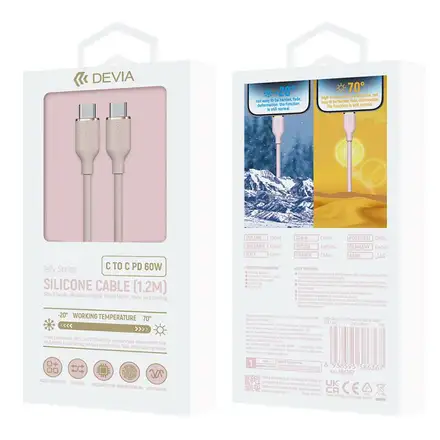 Devia kabel USB-C do USB-C Jelly Series Silicone Cable 1.2m - Pink