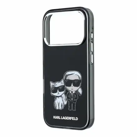 Karl Lagerfeld PU Semi Wrap Smooth Sketch Bodies Magsafe kryt iPhone 18 Pro Max černá