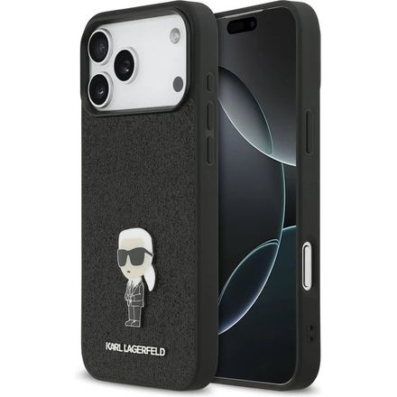 Karl Lagerfeld Fixed Glitter Metal Ikonik kryt iPhone 17 Pro Max černý