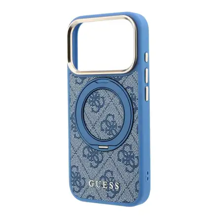 Guess PU 4G Ring Stand MagSafe kryt iPhone 18 Pro modrý