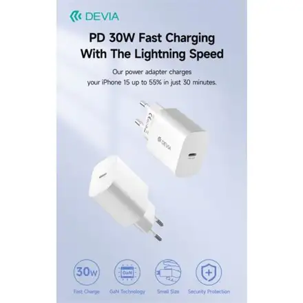 Devia síťová nabíječka Smart series PD Quick Charger 30W - White