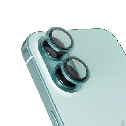 iStores by Epico Aluminium Lens Protector pro Apple iPhone 16 / 16 Plus - modrozelená