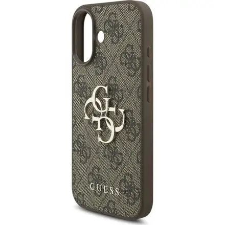 Guess PU 4G Metal Logo Strap kryt iPhone 17 hnědý