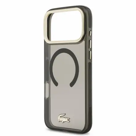Lacoste PC/TPU Frosted Finish Gold Logo MagSafe kryt iPhone 18 Pro Max černý