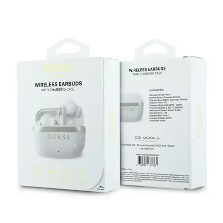Guess Gold Line Glossy Finish TWS Bezdrátová Sluchátka bílá