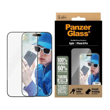 PanzerGlass ochranné sklo UWF pro iPhone 16 Pro-Black Frame