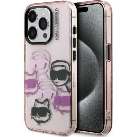 Karl Lagerfeld IML Multi K&CH Heads kryt iPhone 15 Pro Max růžový