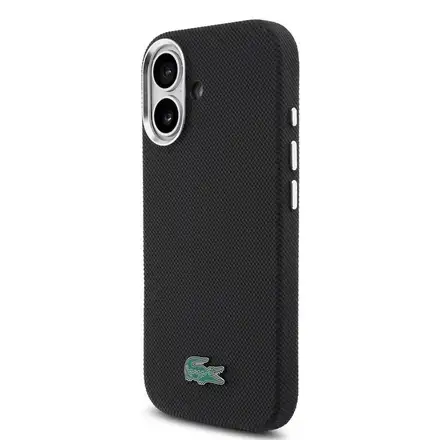Lacoste PVC Iconic Petit Pique Metal Logo MagSafe kryt iPhone 16 černý