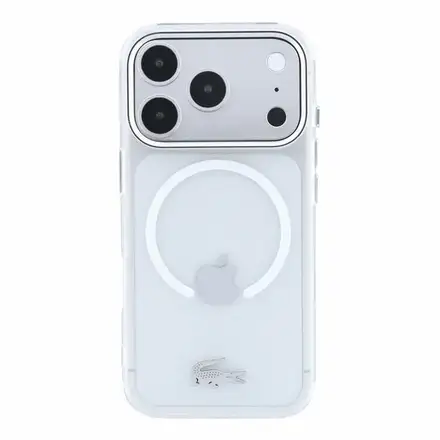 Lacoste IML Frosted Petit Pique Metal Logo MagSafe kryt iPhone 18 Pro Max průhledný