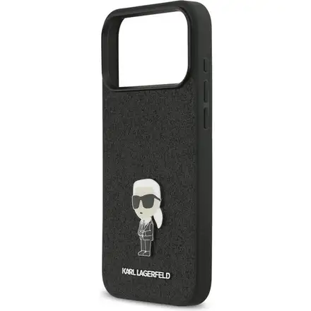 Karl Lagerfeld Fixed Glitter Metal Ikonik kryt iPhone 17 Pro černý