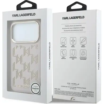 Karl Lagerfeld PU Perforated Monogram MagSafe MagSafe kryt iPhone 17 Pro Max růžový