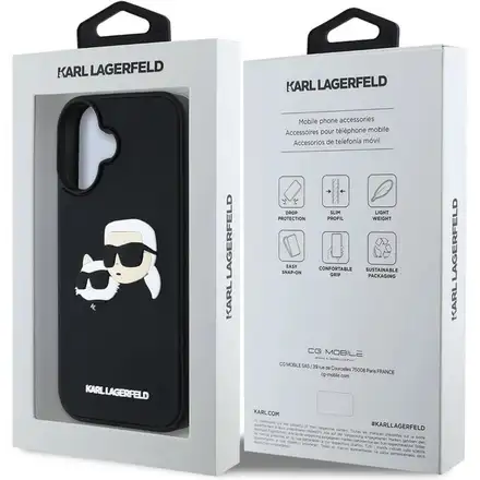 Karl Lagerfeld 3D Rubber Double Heads kryt iPhone 16 černý