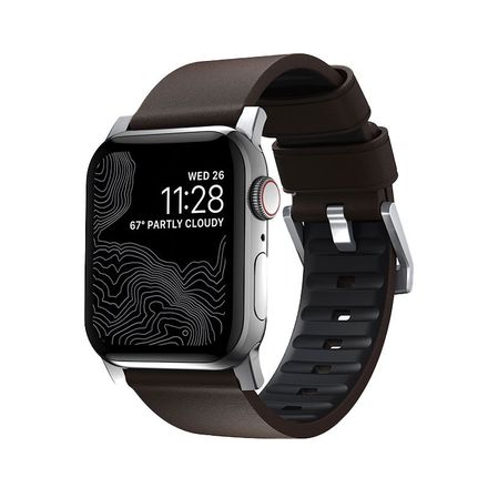 Nomad kožený řemínek pro Apple Watch 49mm/46mm/45mm/44 mm - Active Pro Brown/Silver Hardware