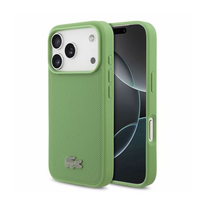 Lacoste PVC Iconic Petit Pique Metal MagSafe kryt iPhone 18 Pro zelený