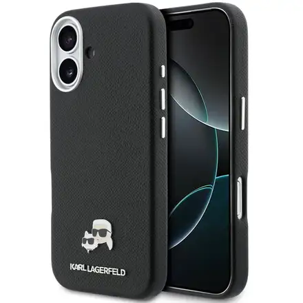 Karl Lagerfeld PU Karl and Choupette Heads Pins MagSafe kryt iPhone 17 černý