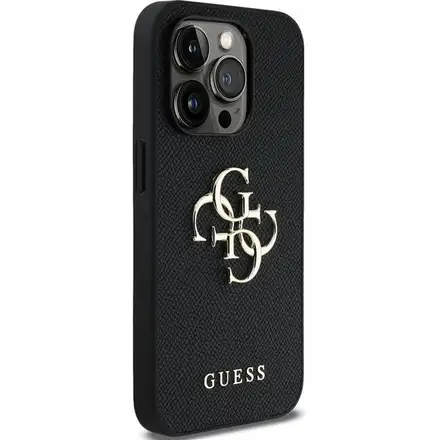 Guess PU Grained 4G Metal Logo kryt iPhone 13 Pro černý