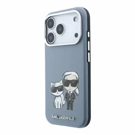 Karl Lagerfeld PU Semi Wrap Smooth Sketch Bodies Magsafe kryt iPhone 18 Pro modrý