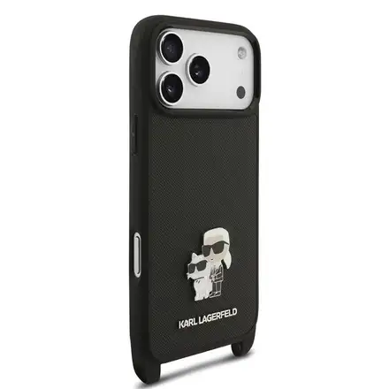 Karl Lagerfeld Saffiano Crossbody Popruh Karl and Choupette kryt iPhone 18 Pro Max černá