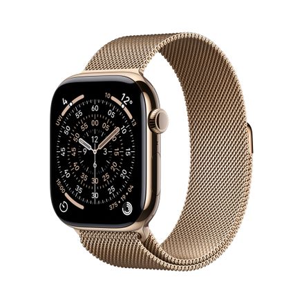 Apple Watch Series 11 GPS + Cellular 42mm Zlatý titan se zlatým milánským tahem